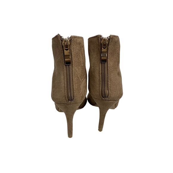 Cape Robbin Tan Suede Peep Toe Stiletto Booties Women’s 5.5 - Picture 5 of 11